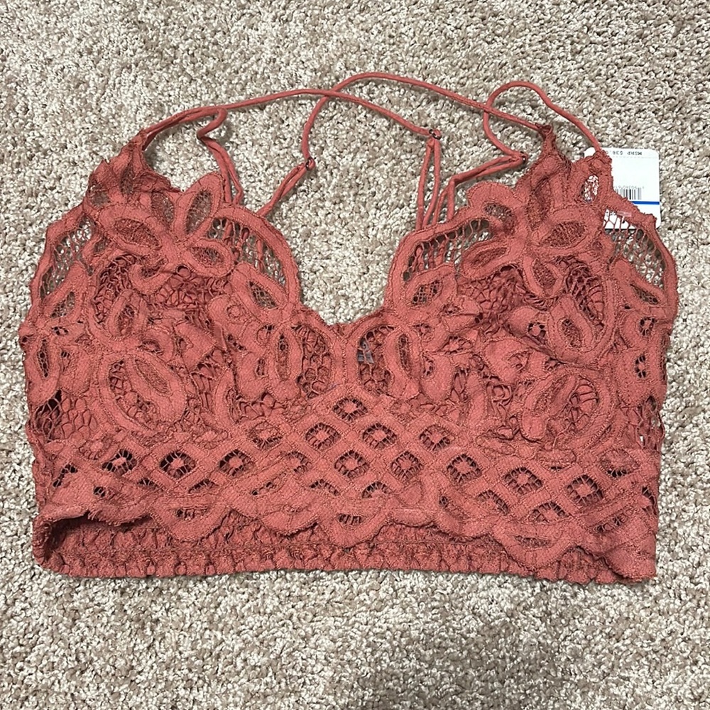 Free People Adella Bralette, coral, size XL (NWT)